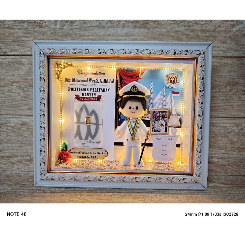 Frame Boneka Pelayaran Plus Minigold | Kado Unik | Kado Kelulusan Kemas Frame
