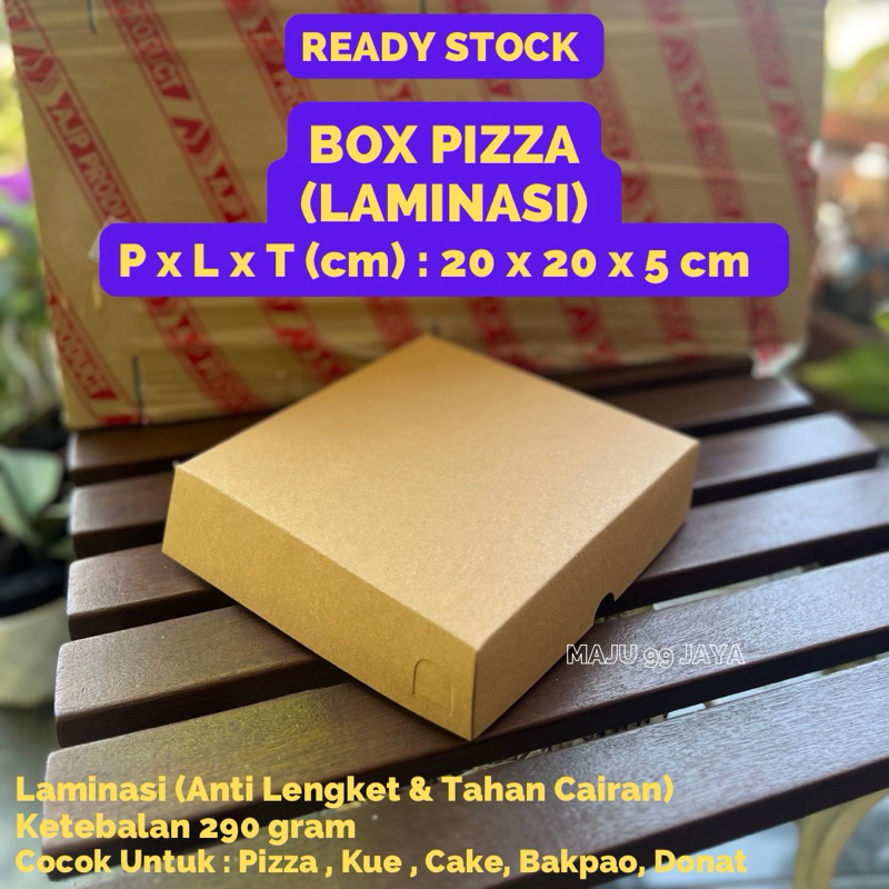 Box Pizza Laminasi Kraft Cokelat Ukuran 20x20x5 cm Ketebalan 290gsm | Kotak Pizza Craft Box Baju Lam