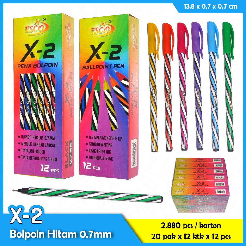 

PSM ~ Pen Lilin Stark / KINGSMAN / ESCO ST9106 12 Pcs Pulpen Ulir Sekolah Kantor Tinta Hitam colorful PROMO !!!