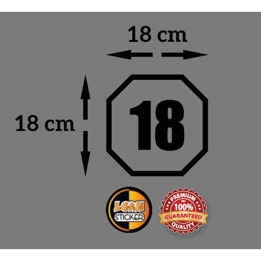 

STICKER CUTTING LABEL ANGKA MODEL SEGI 8 UKURAN 18 CM BAHAN MERK ORACAL GLOSSY
