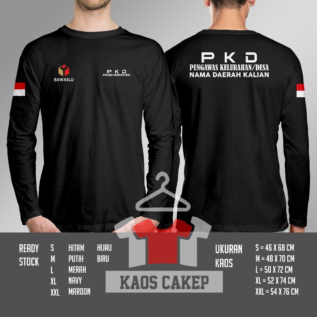 Kaos PKD Pengawas Kelurahan atau Desa Bawaslu Gratis Nama Daerah Kamu Lengan Panjang Baju Distro