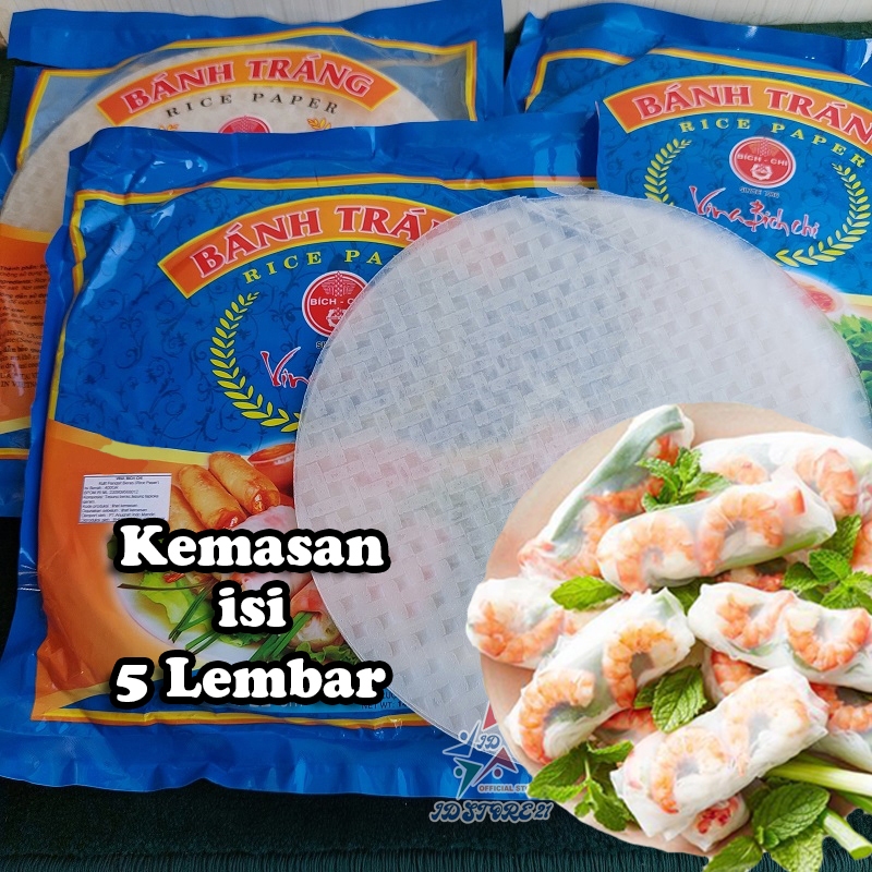 

Rice Paper Bulat Kulit Lumpia Vietnam Spring Roll Salad Rice Paper Banh Trang 22 cm isi 5 lembar
