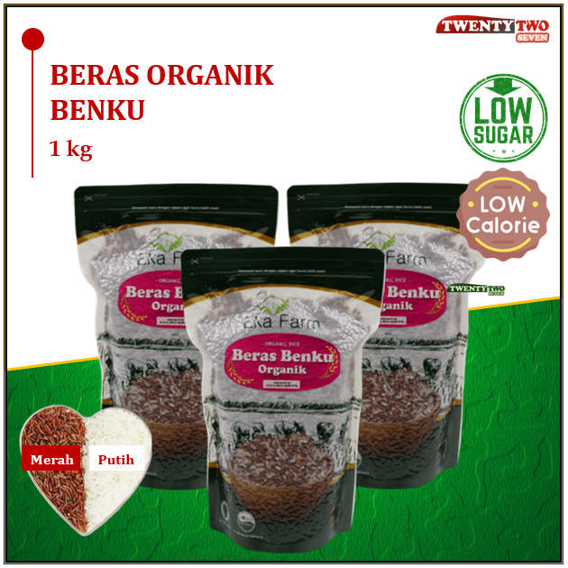 

EKA Farm - Beras Benku (Mix Merah - Putih) Diet Low Calorie Sugar Rendah Gula Kalori Organik 1 Kg