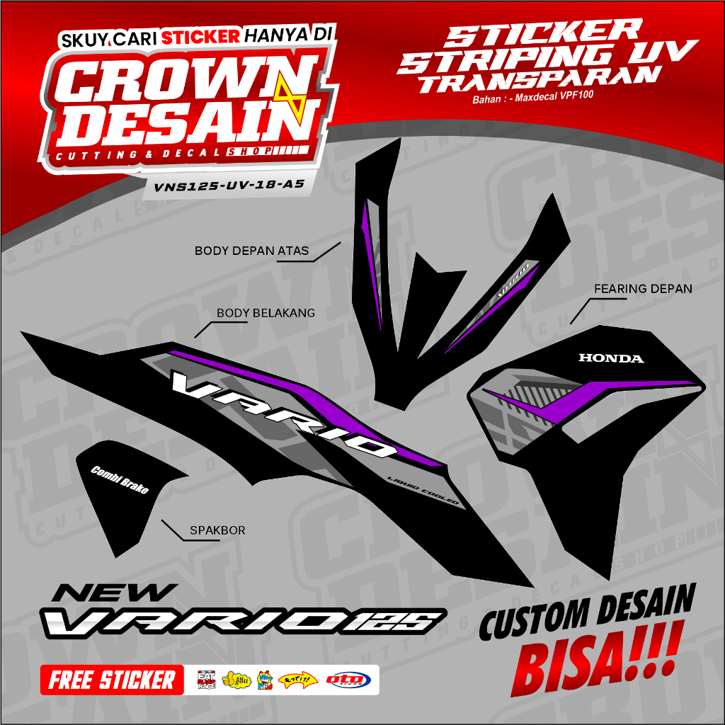 Striping Stiker Vario 125 New 2023 Desain Ori - Stiker Striping Vario 125 New Gen 2 Variasi Lis -VNS
