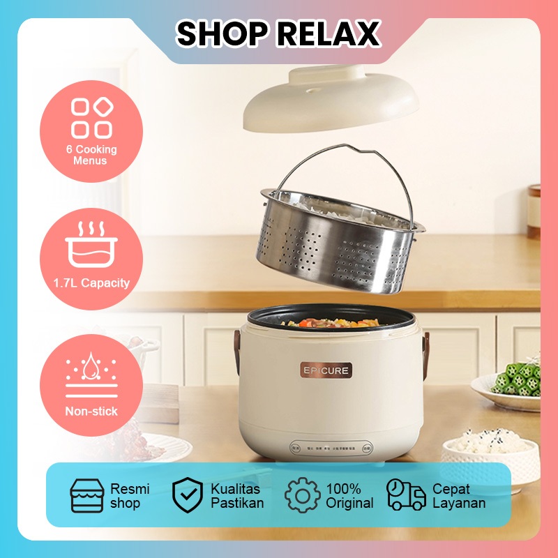 Magic com 1.7L Rice Cooker Mini Multifungsi Panci Listrik Serbaguna Rice Cooker Low Carbo Low Sugar 