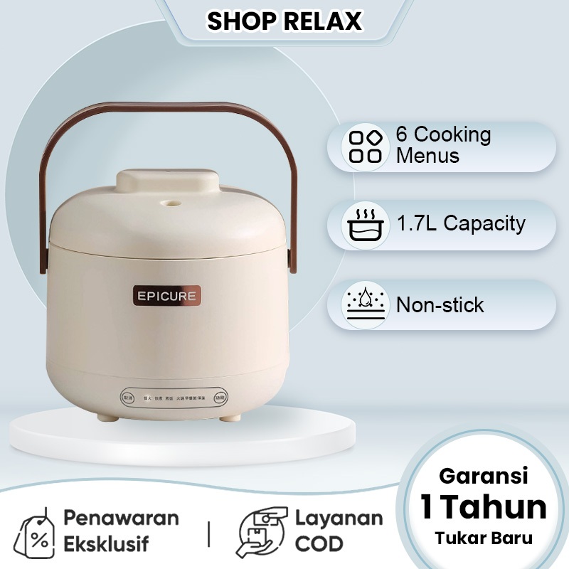 Penanak Nasi Digital 600watt Lapisan Magic com 1.7L Rice Cooker Mini Multifungsi Panci Listrik Serba