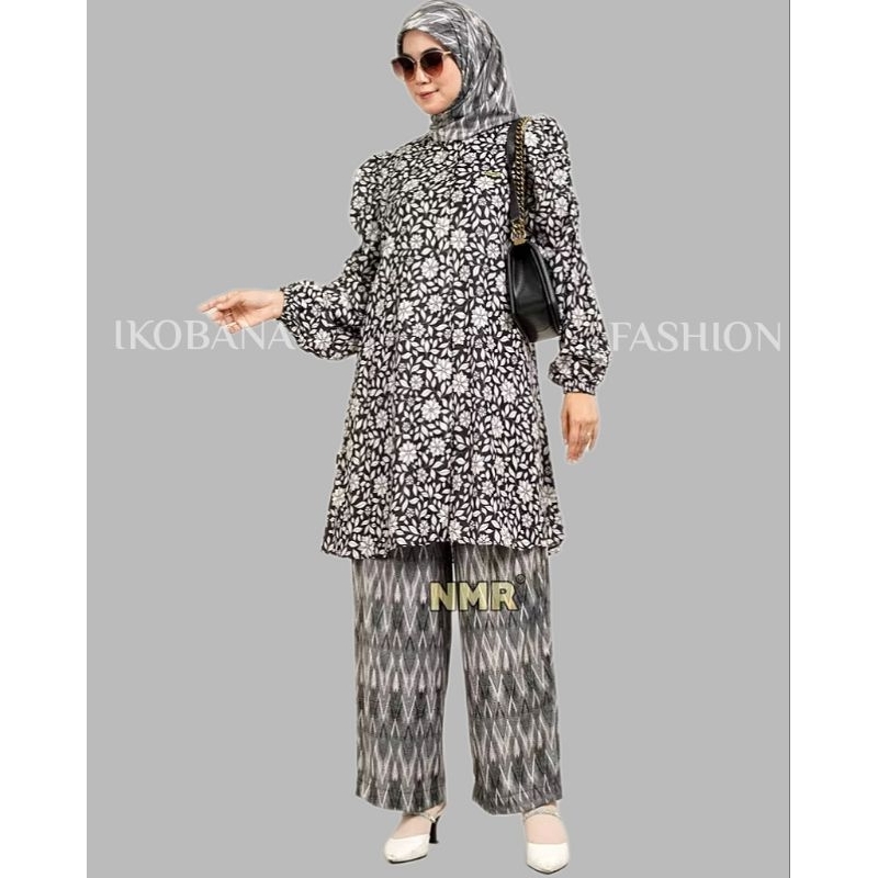 NAMIRA 2514 - SETELAN TUNIK CELANA MARBELLA + HIJAB WANITA BEST SELLER | SETCEL TUNIK CELANA HIJAB M