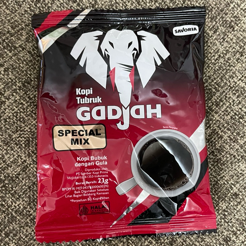 

Kopi gadjah/gajah special mix 1 renceng isi 10 sachet X 23 gr