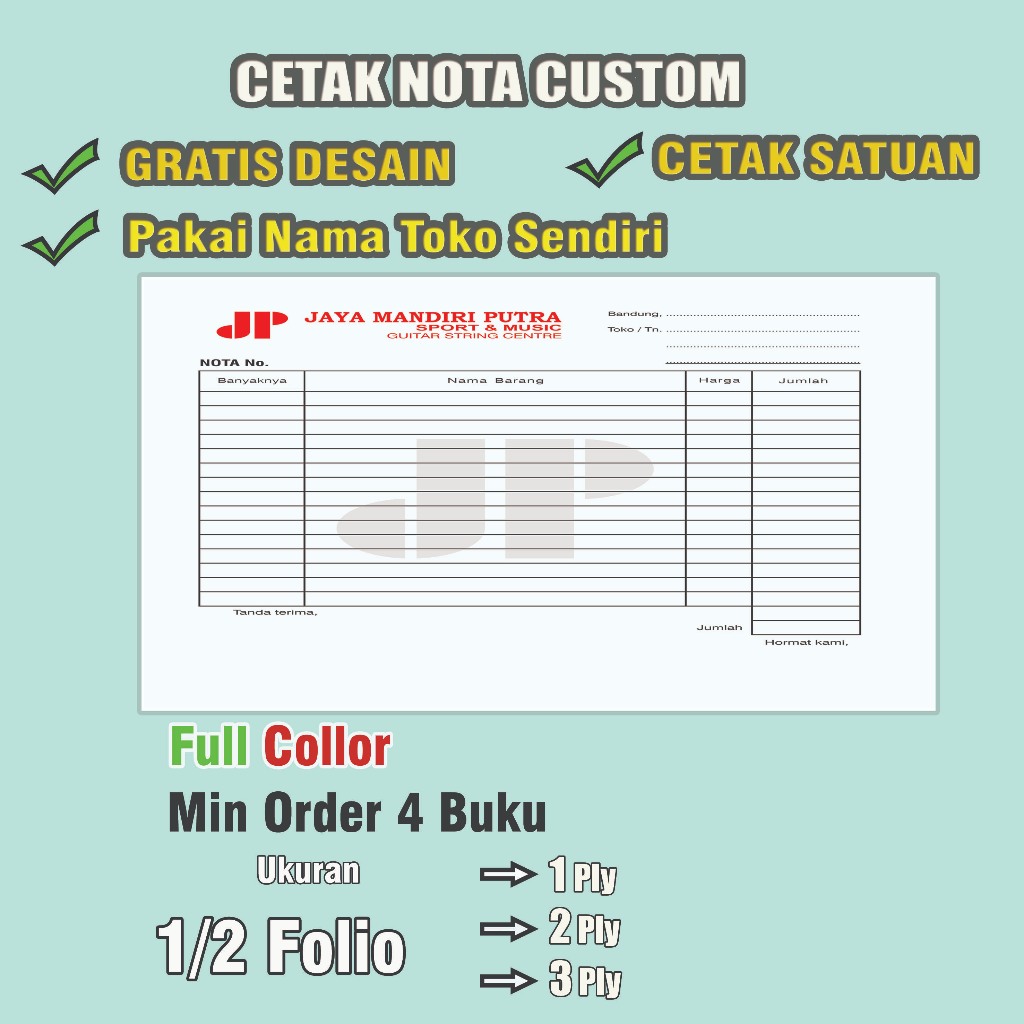 NOTA 1/2 FOLIO FREE DESAIN - NOTA TOKO BANGUNAN - NOTA ELEKTRONIK - NOTA LAUNDRY - NOTA OL SHOP