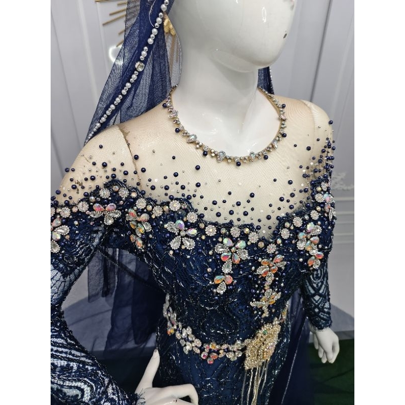 Gaun Pengantin Slim Navy Baru