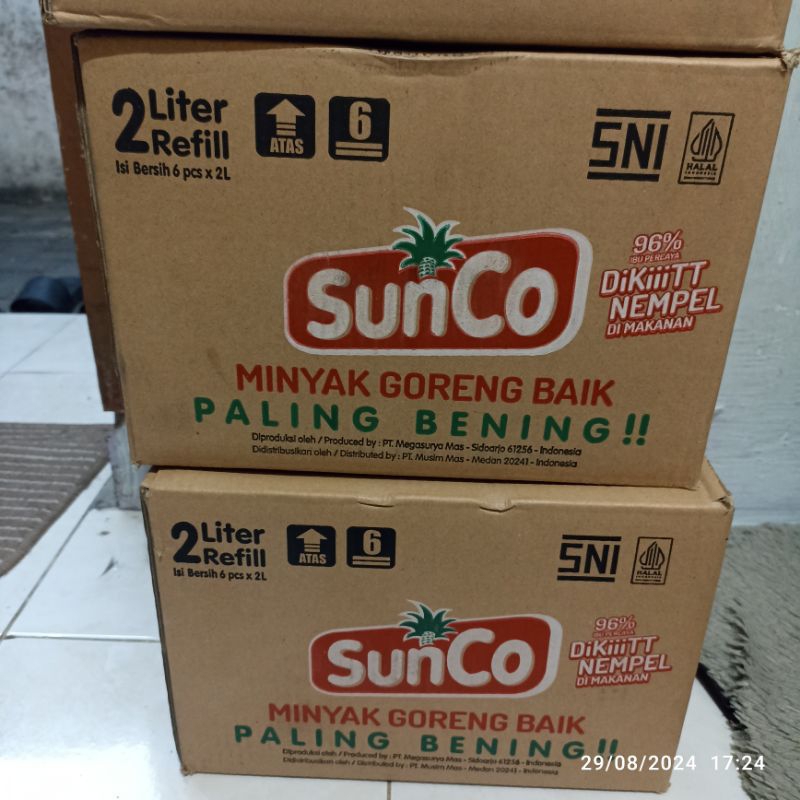 

Minyak goreng Sunco 2 liter 1 dus isi 6 (surabaya)