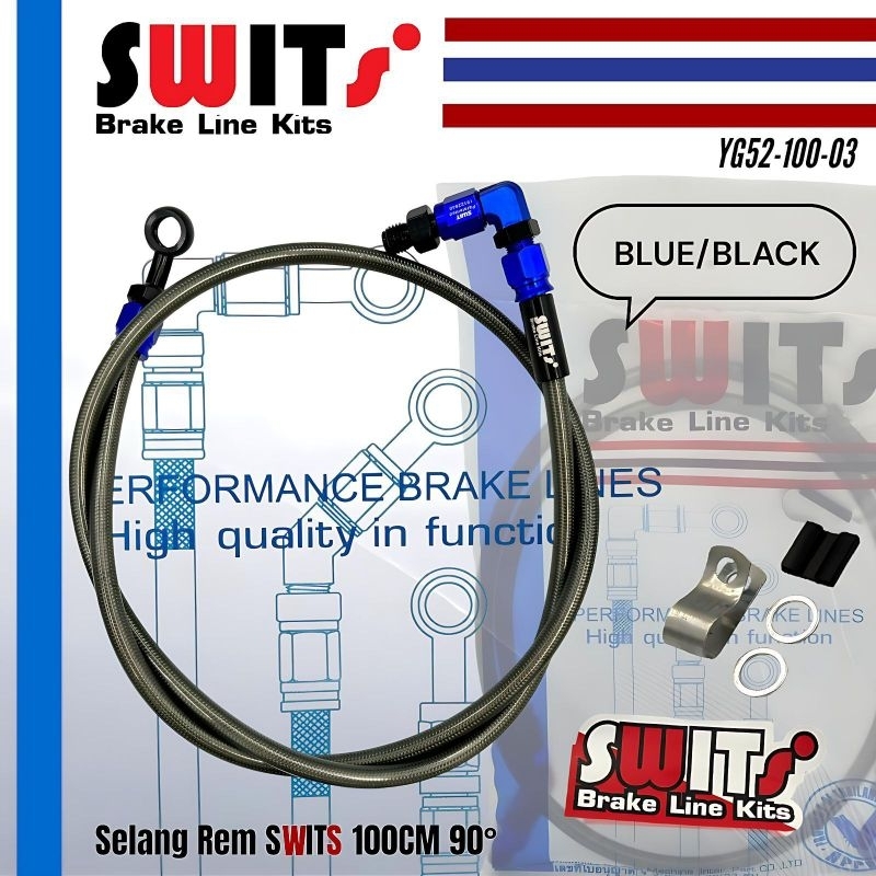 Selang Rem Depan warna swits variasi kepala 90 ° / 45 ° ukuran 100 cm