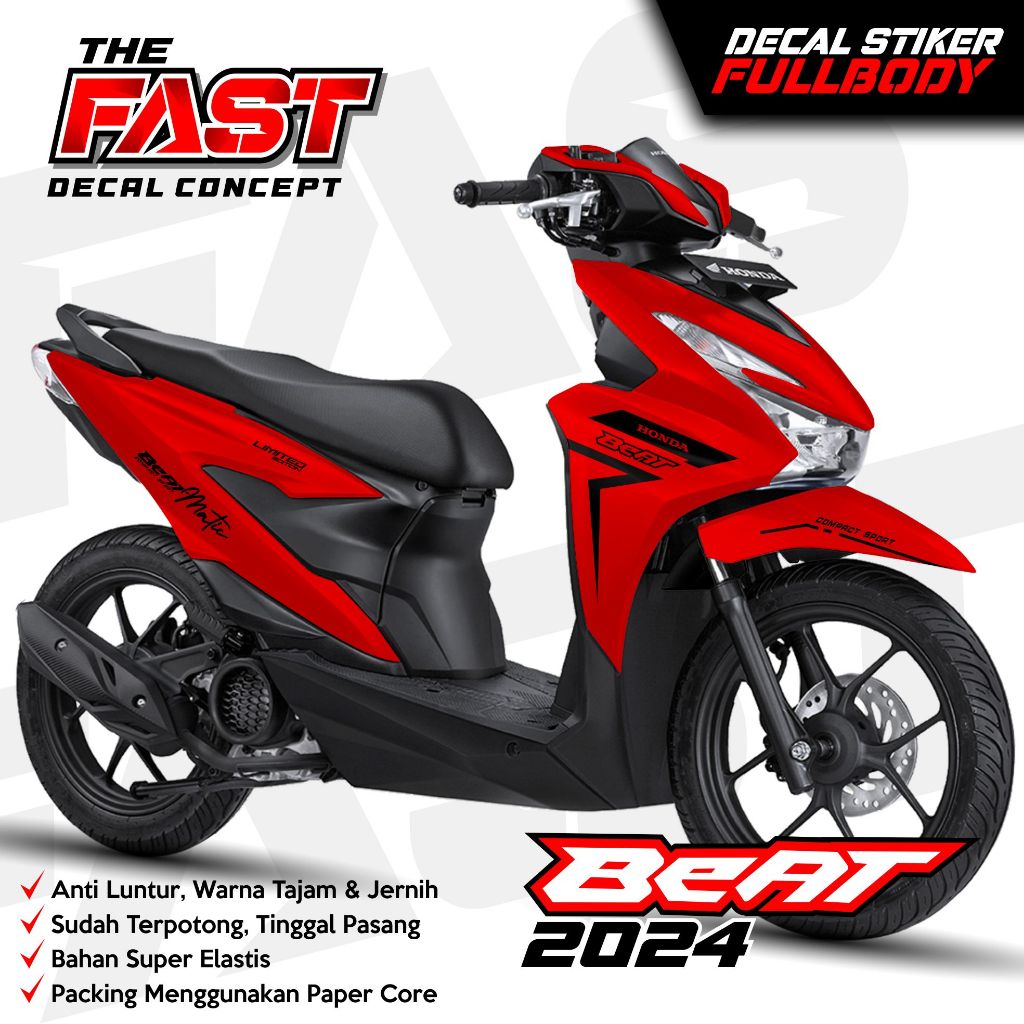 Stiker Dekal BeAT 2024 Fullbody Simpel Variasi TERBARU Decal Beat Street 2024 Fullbody Striping BeAT