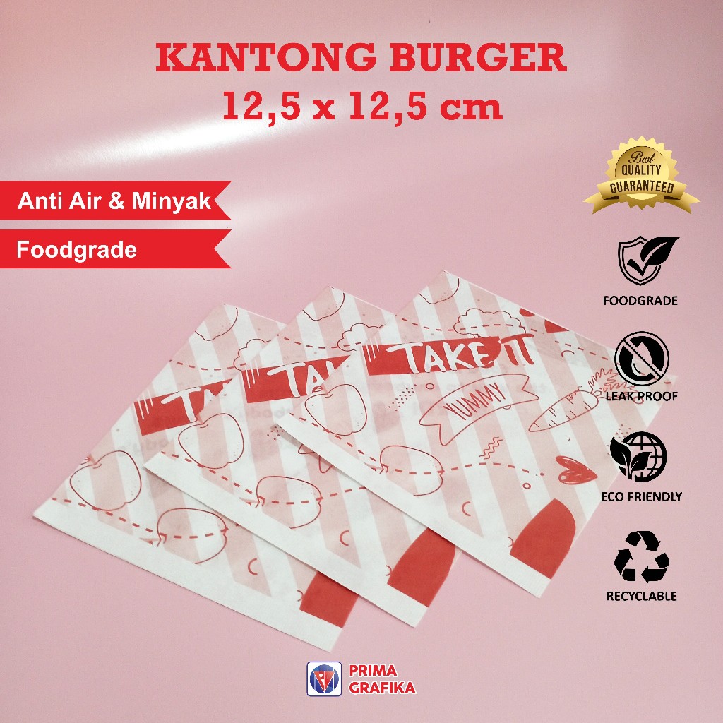 

Kantong Burger Foodgrade 12,5 x 12,5 - Paperbag Roti Donat Snack