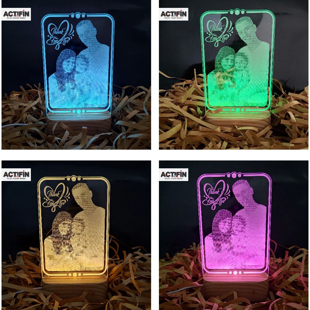 Lampu Meja Tidur Hias Led Akrilik Custom - Free Custom Foto dan Packing Kado