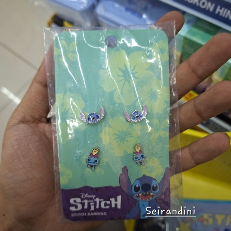 Anting Tusuk Isi 2 Pasang Disney Stitch Silver Putih Earring Giwang Anak Remaja Dewasa Hadiah Kado U