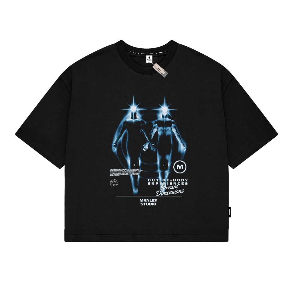 MANLEY Heavyweight 16s Kaos Pria Wanita - BOXY Oversize Tshirt Astral Kaos Hitam