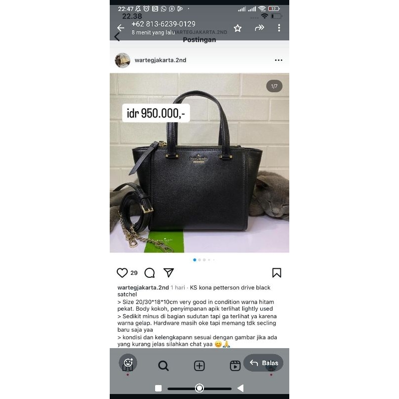 Kate Spade Satchel bag tas Kate Spade second preloved