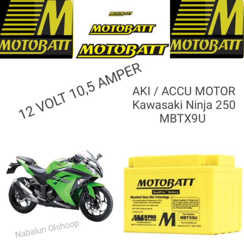 AKI MOTOR NINJA 250 FI NINJA 250 KARBU ER6N VERSYS 250CC NINJA Z250SL MOTOBATT MBTX9U