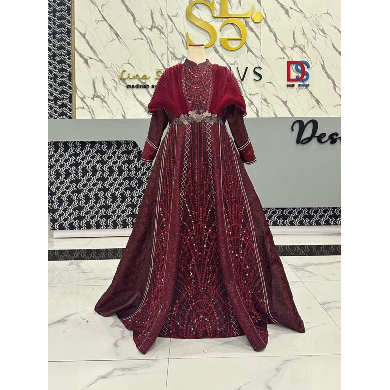 Gamis syari brand el es glamour set syari lina sukijo glamour mewah