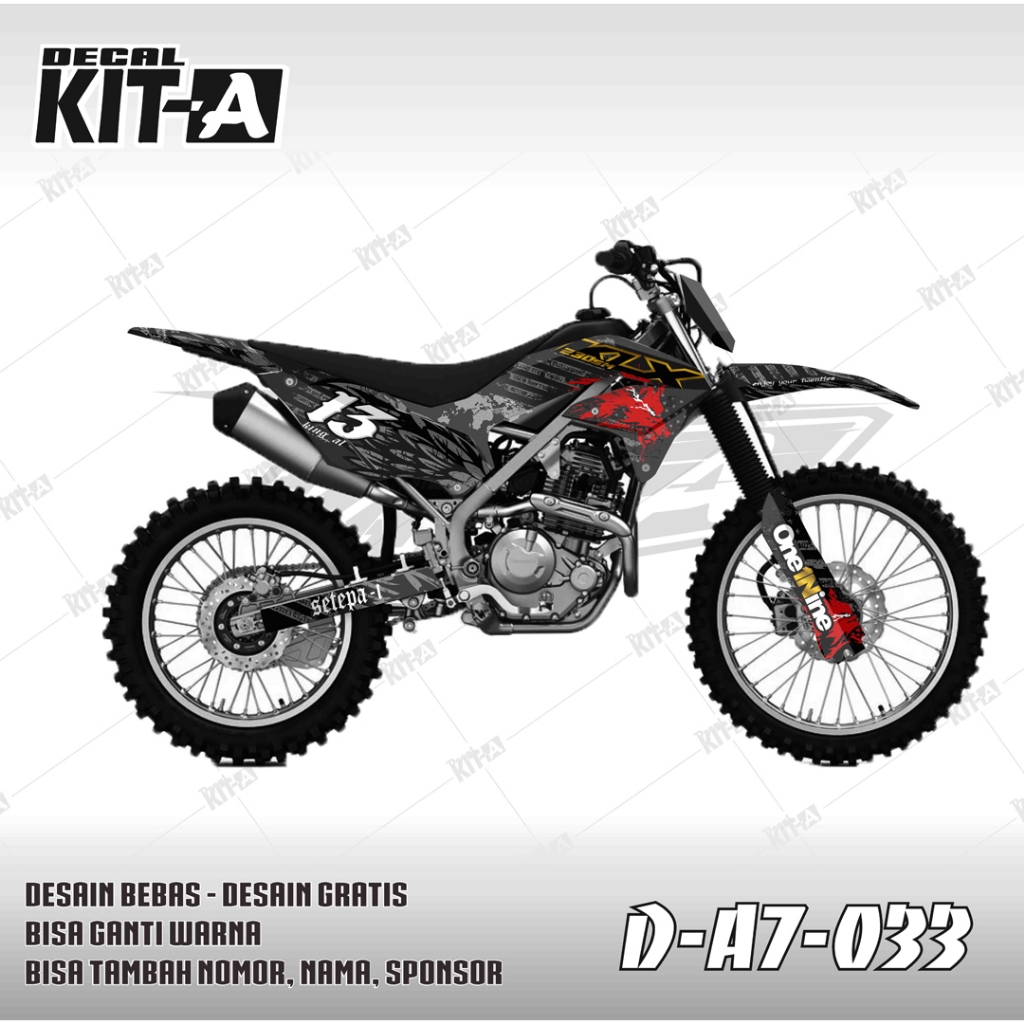 Stiker KLX 230 decal setiker KLX 230 stiker motor MOTIF SUPERMOTO HITAM ABU ABSTRAK D-A7-033 D-A7-02