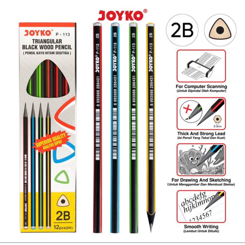 

Pensil 2B Joyko P 113 ( 1 pak isi 12pcs)