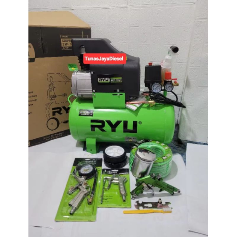 Paket Komplit Pengecatan Tambal Ban RYU 2Hp - Kompresor RYU TEKIRO 35Liter 2Hp