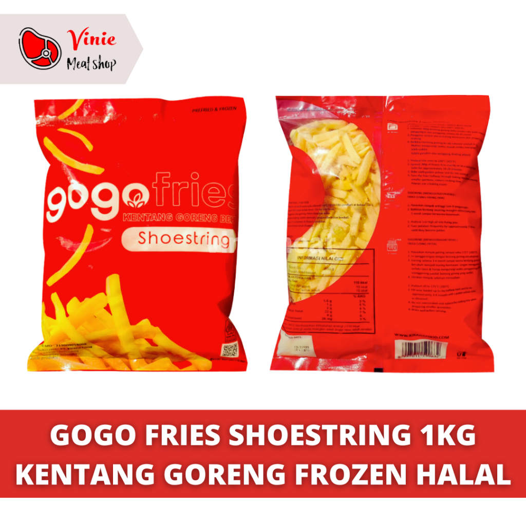 

GoGo Fries Shoestring 1kg | Kentang Goreng Frozen Halal