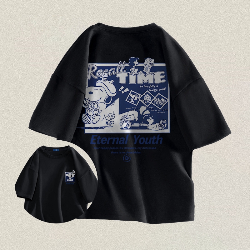 RENELLE Tshirt Pria | Kaos Putih Oversize Pria | Kaos Anime | Kaos Snoopy | Kaos Kartun Lucu Pria Wa