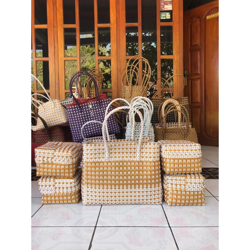 Tas Anyaman keben set 4 size keben 18cm/Tas keben isi 4