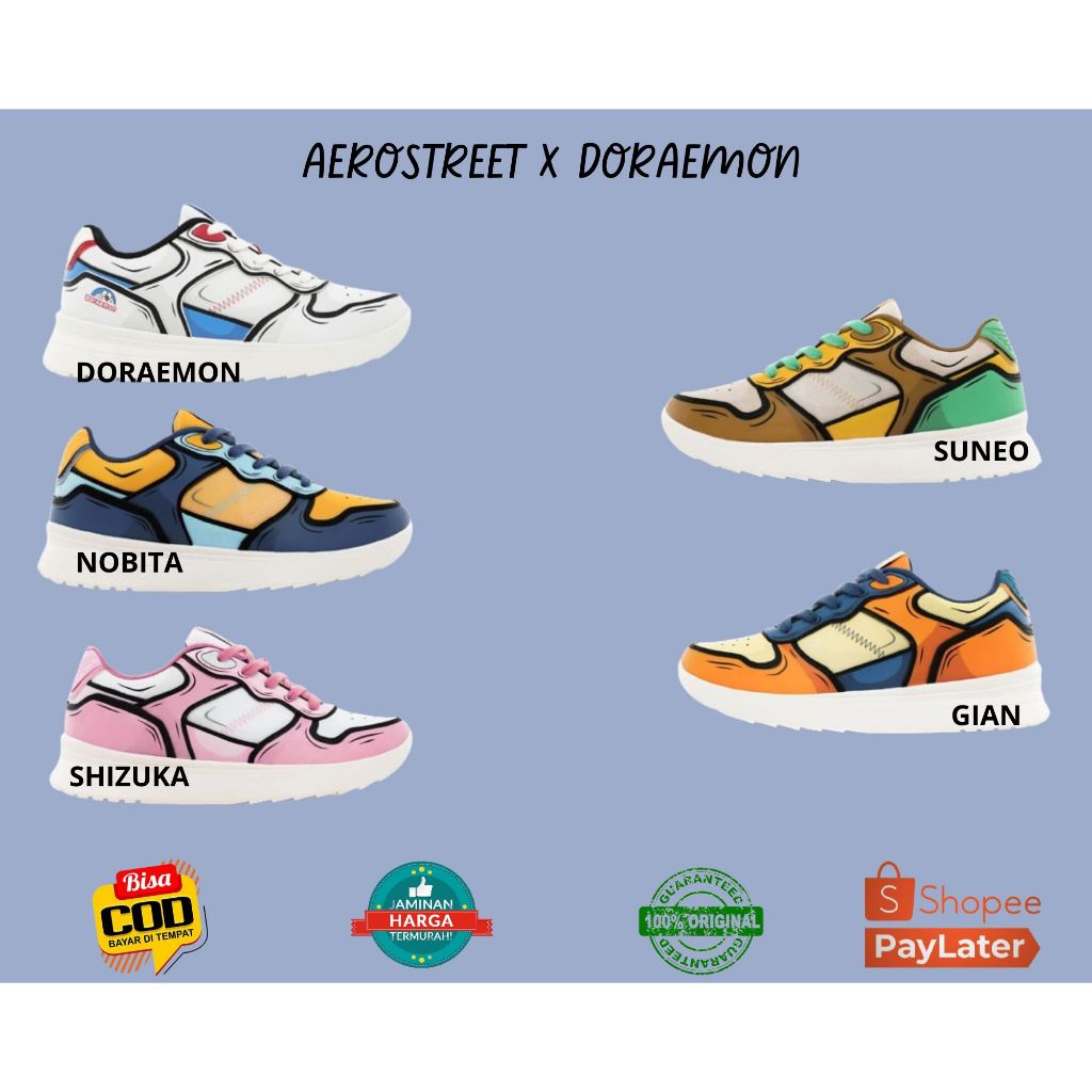 [STOCK TERBATAS] AEROSTREET X DORAEMON // AEROSTREET NOBITA // AEROSTREET SHIZUKA // AEROSTREET GIAN