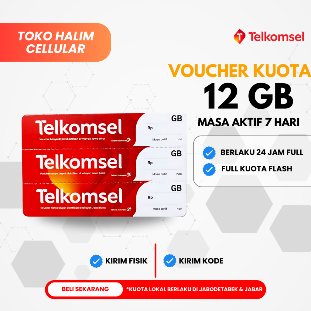 Voucher Kuota Telkomsel 12GB 7 Hari