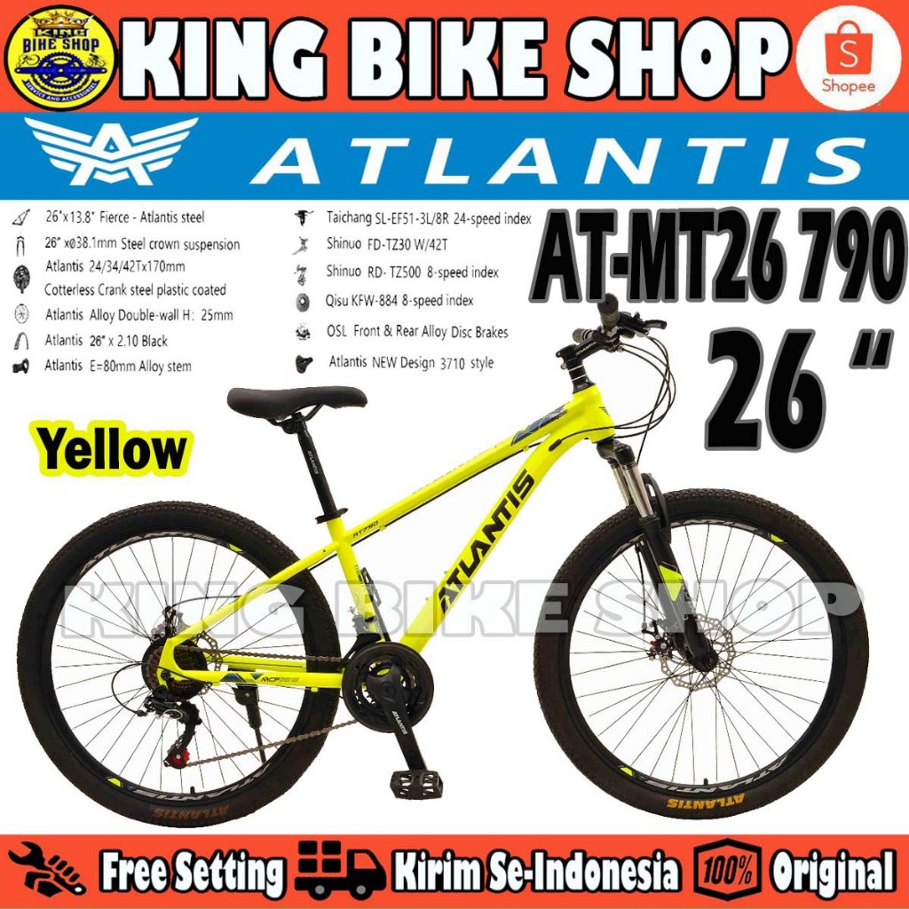 Sepeda Gunung MTB ATLANTIS AT-MT 790 & 760 Ukuran 24 26 Inch Rem Cakram 24 Speed Dewasa Remaja