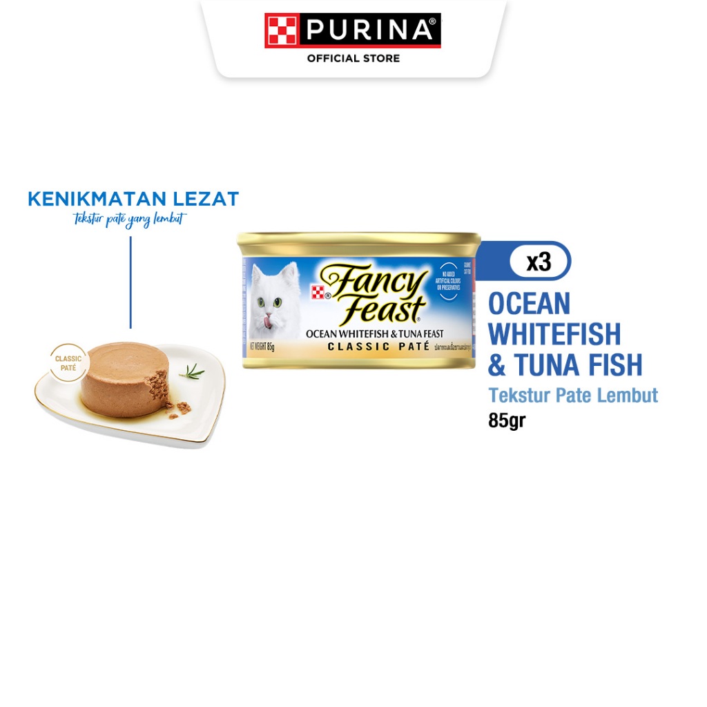 FANCY FEAST Adult Classic Owhitefish Tuna Makanan Kucing 85gr x 3pcs