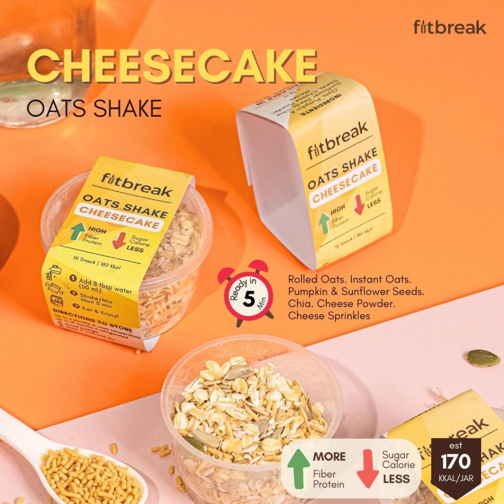 

Cheesecake Oats Shake Fitbreak Overnight Oats/ Snack Sehat/ Oatmeal/ Rendah gula/ Rendah Kalori/ Tinggi Serat/ Sarapan untuk pemula