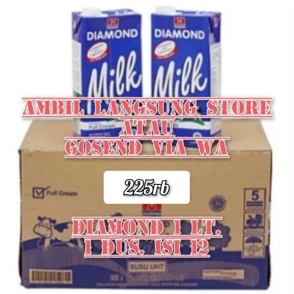 

Susu Diamond UHT Milk Full Cream Cokelat 1liter 1 dus 1x12pcs Susu full cream coklat