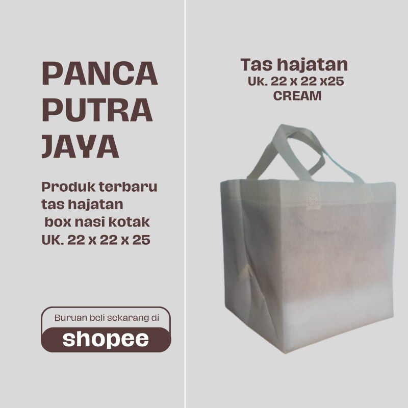 

(1 PACK = 60 PCS) GOODIE BAG TAS HAJATAN 22X22 CM TINGGI 28 CM / TAS SPUNBOND / TAS SEMINAR / TAS NASI BOX/ TAS RAMAH LINGKUNGAN / TAS PARCEL