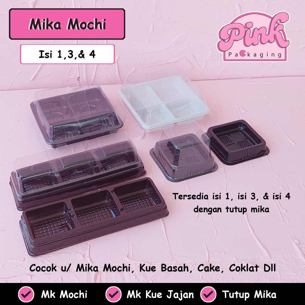 Mika Kue Mochi Mooncrispy Tart Mini Brownies Puding Kue Jajan Basah Isi 1 3 dan 4 Sekat
