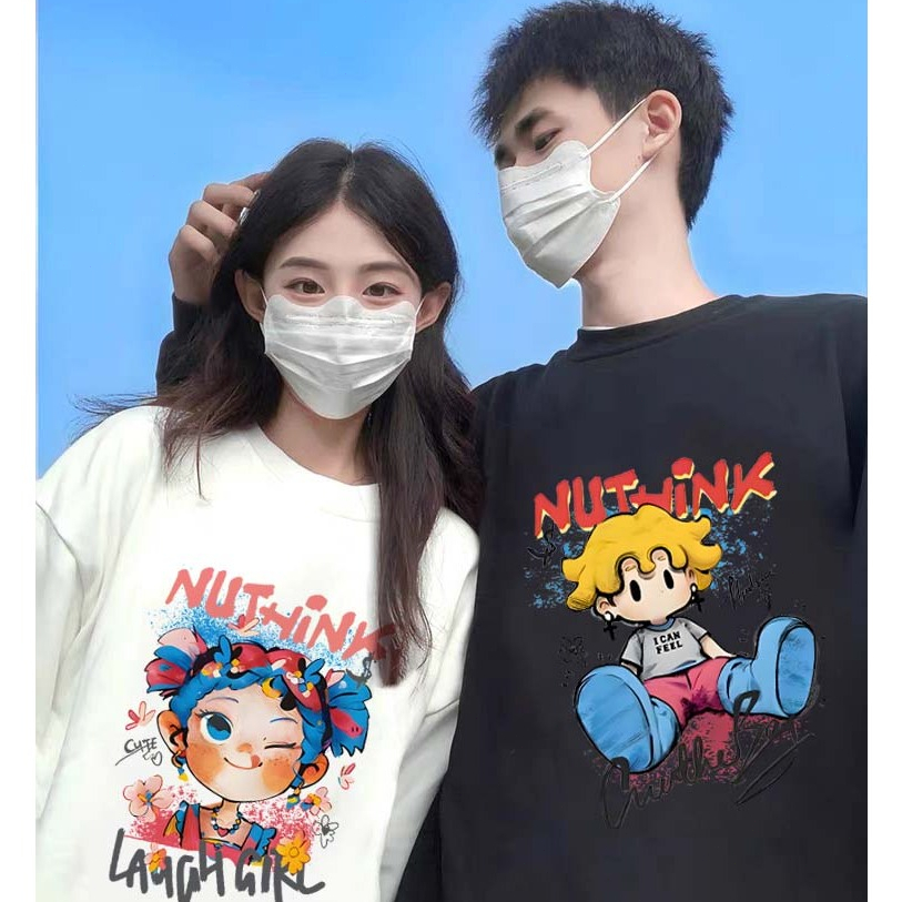 Pola Kartun Nuthink Amerika|sweater couple pasangan kekinian|switer couple pasangan