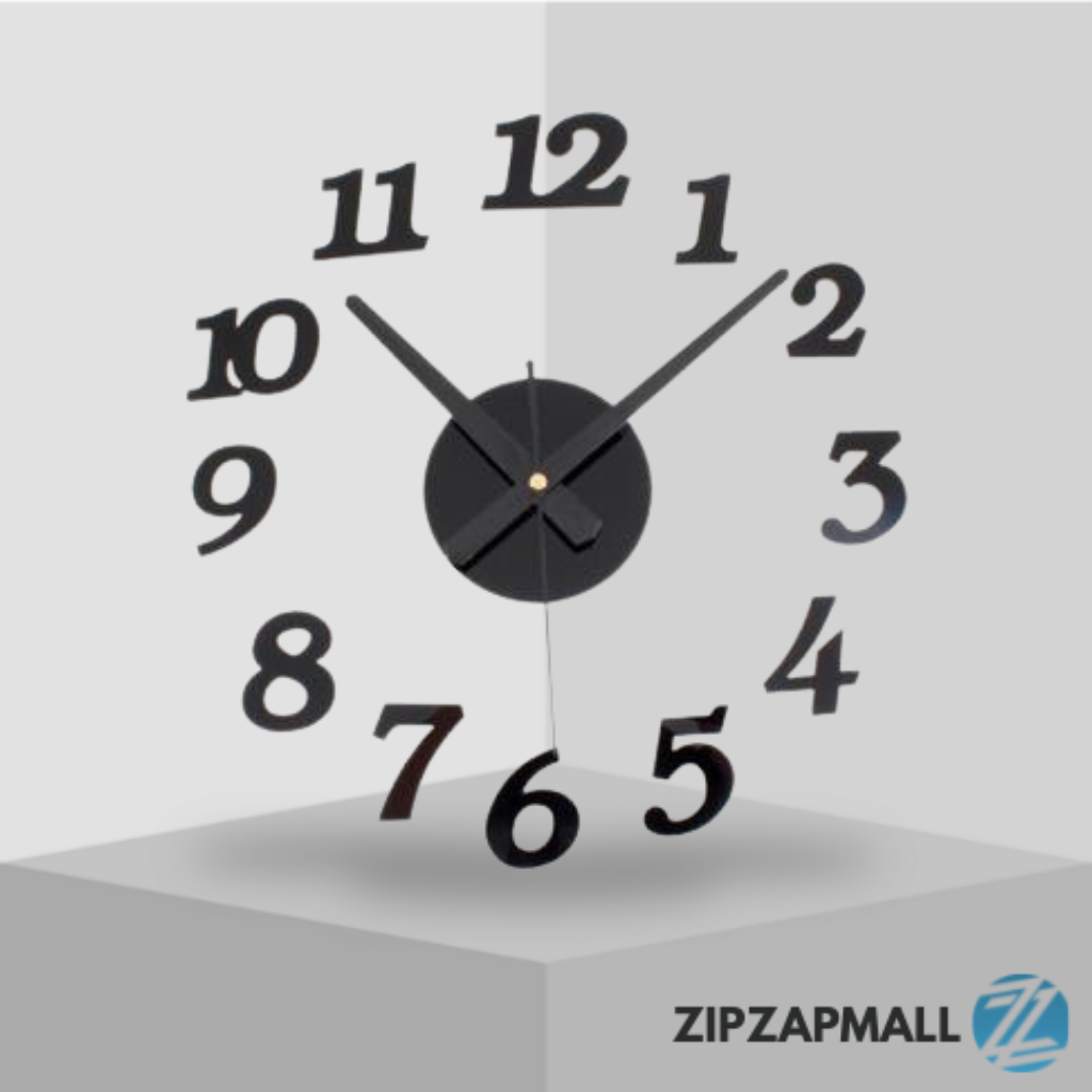 Jam Dinding DIY Giant Wall Clock Quartz 30-50cm / Jam Dinding Angka Besar Timbul Nyala 3D Romawi Dig