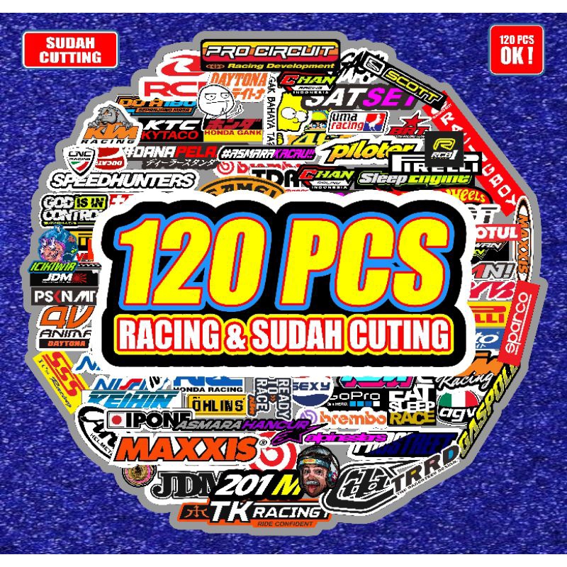

stiker pack racing isi 120pcs bahan graftac waterproof sudah cutting