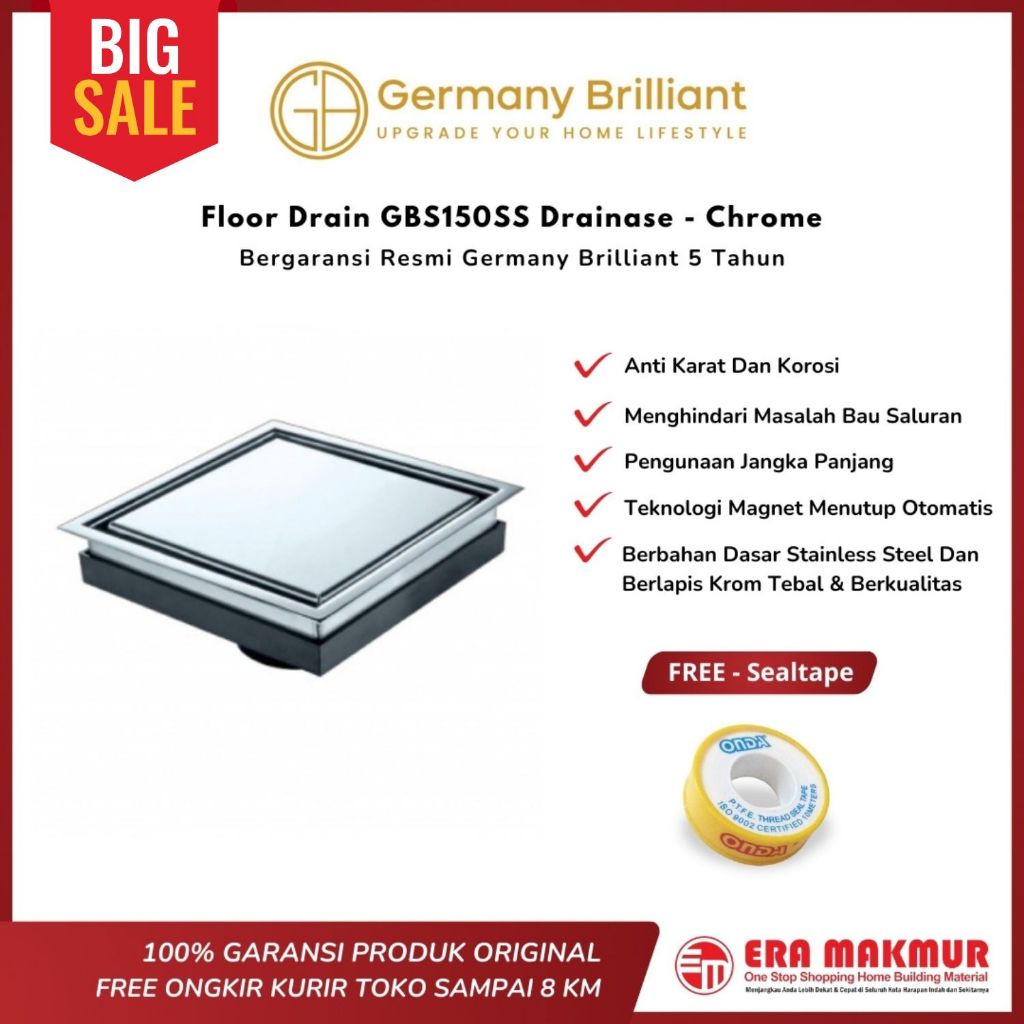 GERMANY BRILLIANT – Floor Drain GBS150SS Drainase - Chrome - GERMANY BRILIANT
