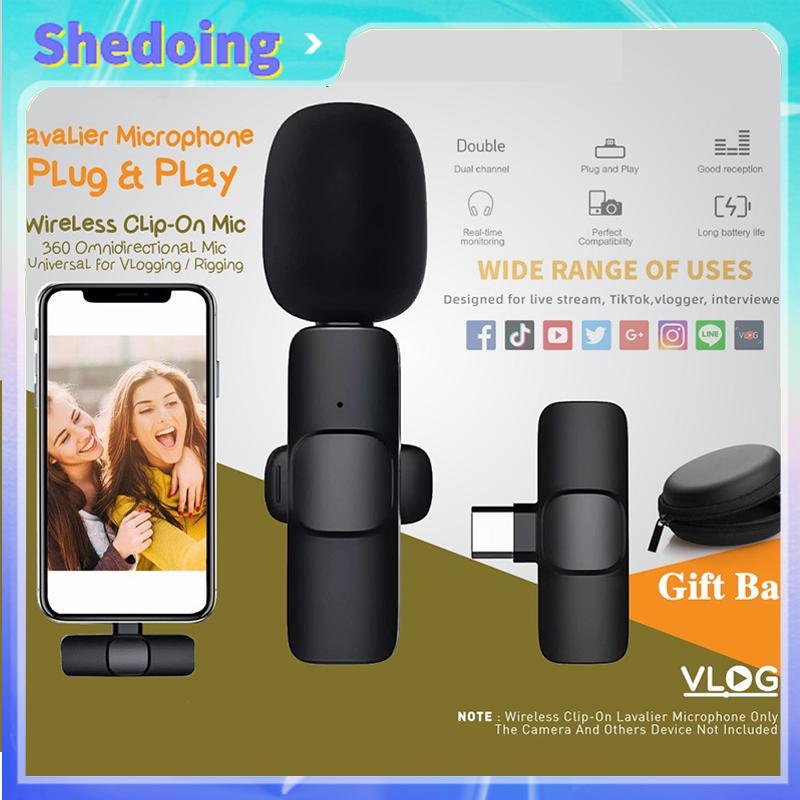 Mikrofon Nirkabel Lavalier Mic Portabel Audio Video pembuatan Rekaman Wireless Microphone HP Klip Un