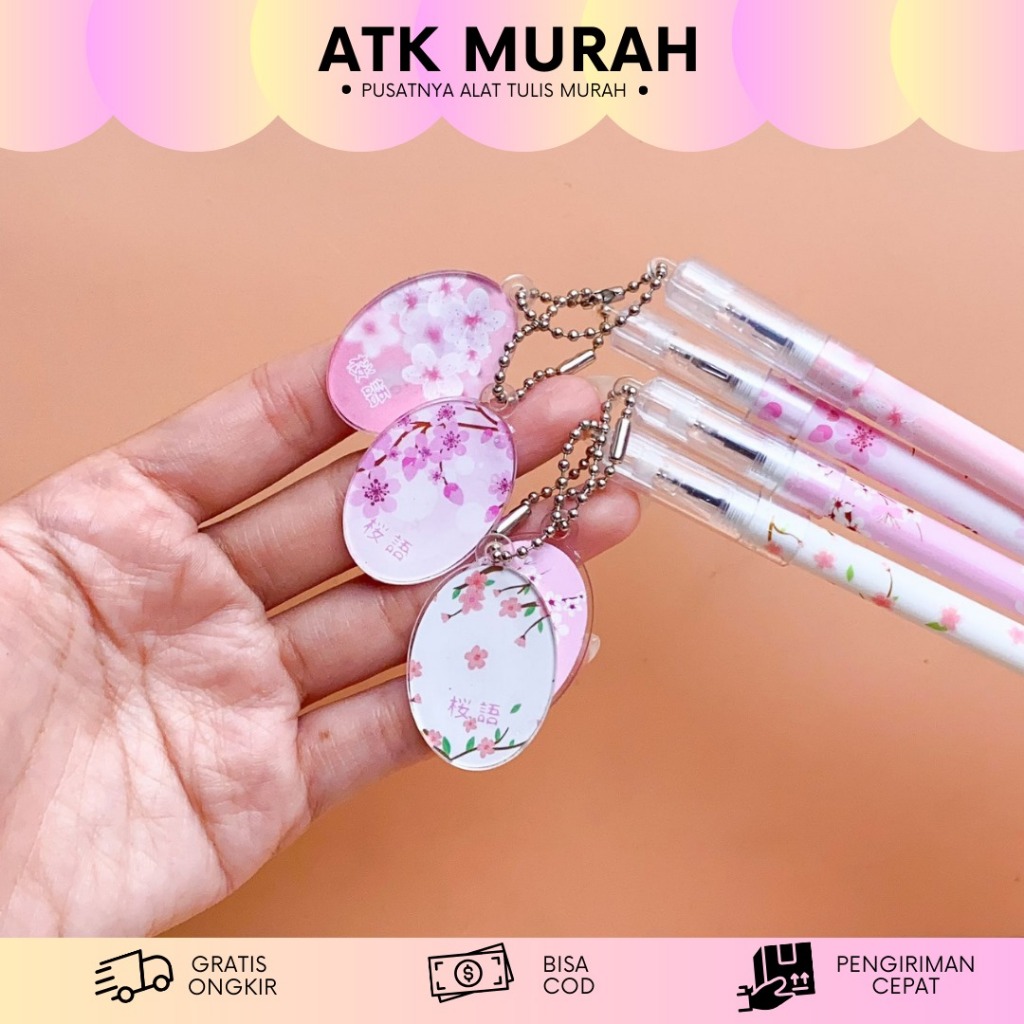 

Bolpen Gantungan Sakura Oval PG-1466 / Pena pen Ballpoint gantung bunga sakura / Pen sakura Cherry Blossom / alat tulis sekolah lucu coquette bunga sakura