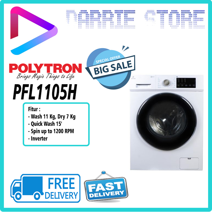POLYTRON PFL1105H MESIN CUCI & DRYER 11 KG INVERTER PFL-1105H PFL1105