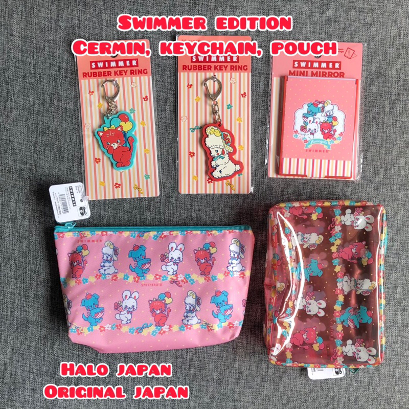gantungan kunci swimmer edition cermin pouch keychain drawstring bag original japan