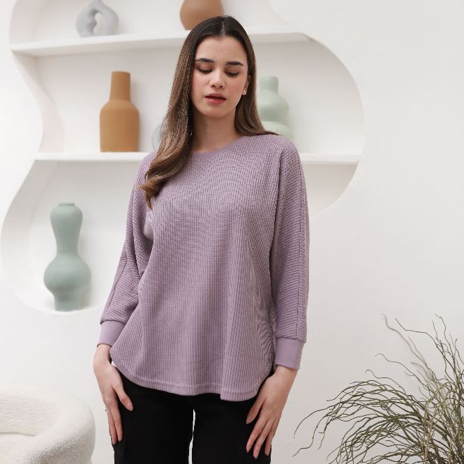 RILLEY - Kaos Waffle Leticia Batwing | Baju Waffle Cewek Perempuan Wanita