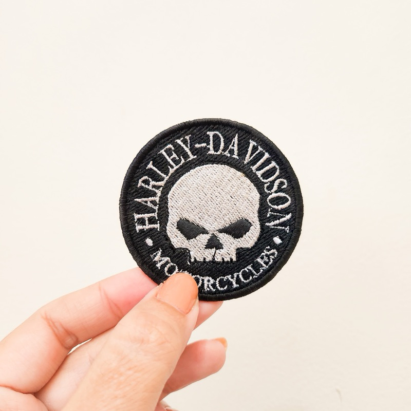 PATCH BORDIR BIKERS / BADGE BORDIR HD SKULL MOTORCYCLE / IRON & PATCH MOTORBIKE