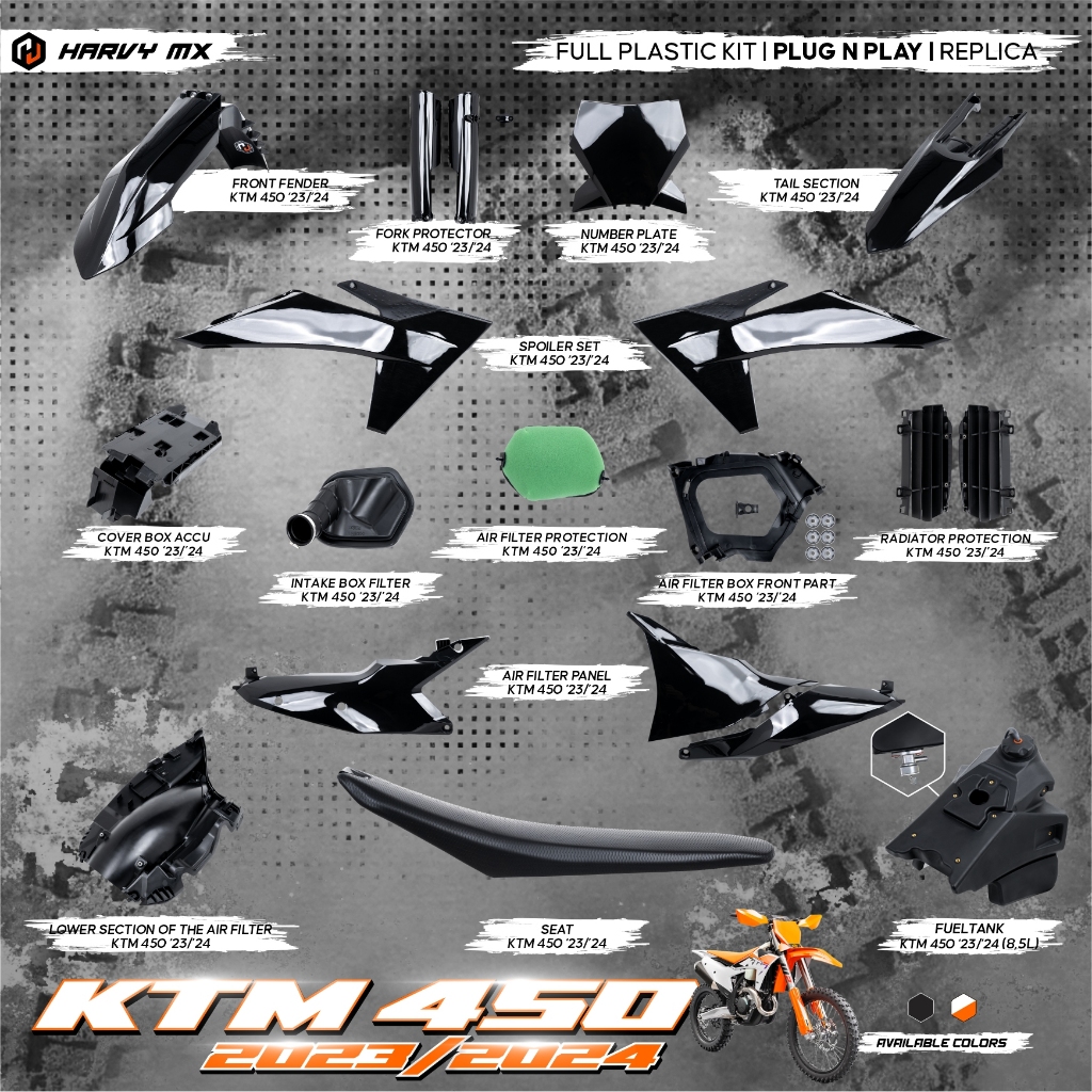 Body Trail Bodyset Tutup Cover Body Set Tangki Plus Jok  Harvy MX KTM 450 2023 2024