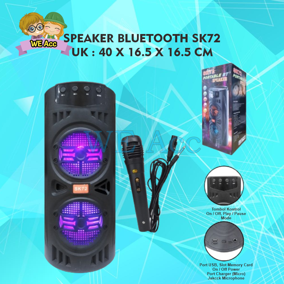 [WE-SP] Speaker Bluetooth SK72 + Mic / Microphone Portable Wireless Stereo Mega Super Bass
